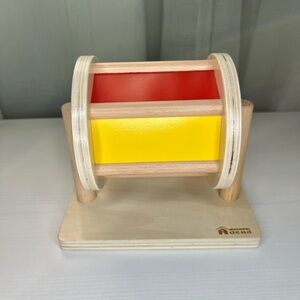 Adena Montessori Full Size Spinning Wooden Rainbow Drum With Mirror Months 5-12